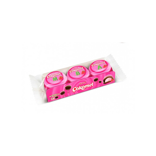 Ulker Cokomel Marshmallow Biscuit Strawberry Coated 3x Pack 36g